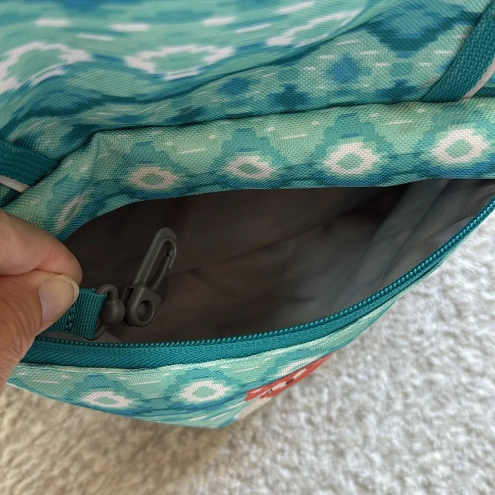 Gently Used- Lands' End Classmate Girls Turquoise Patterned Embroidered Backpack